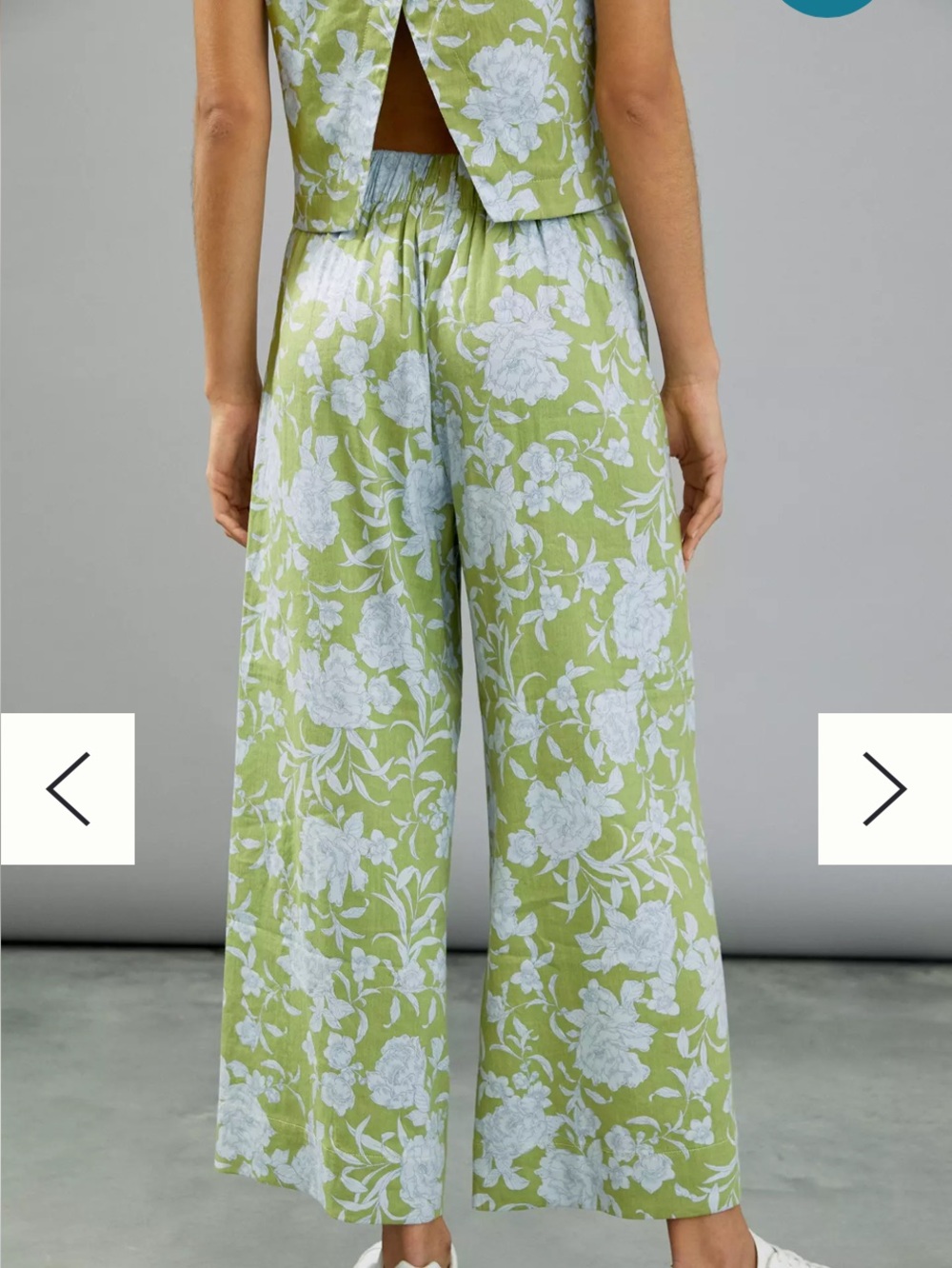 Anthropologie Green and White Floral Wide-Leg Pants - Picture 4 of 10